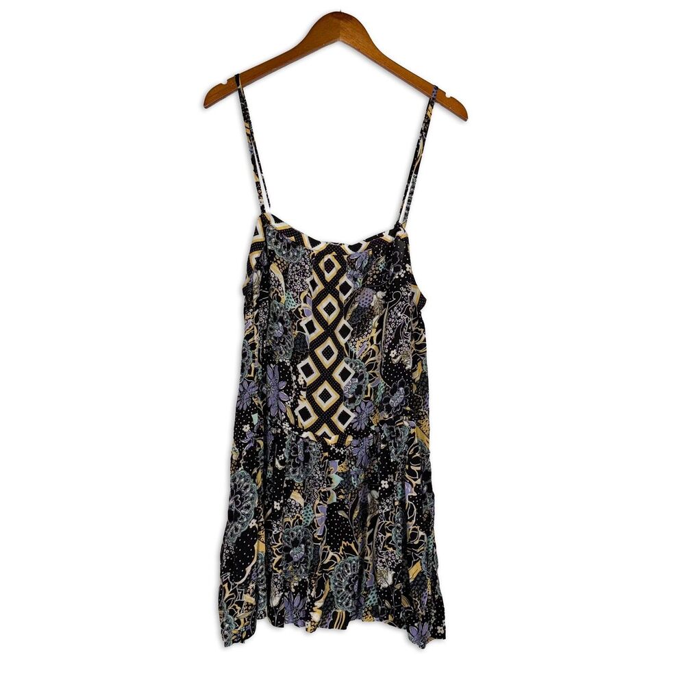 Free People Intimately Floral Mixed Print Mini Dress Tunic Large Boho Strappy
